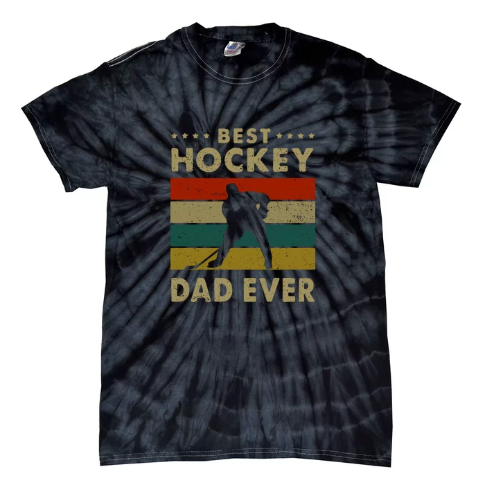 Best Hockey Dad Ever Vintage Hockey Father's Day Gift Tie-Dye T-Shirt