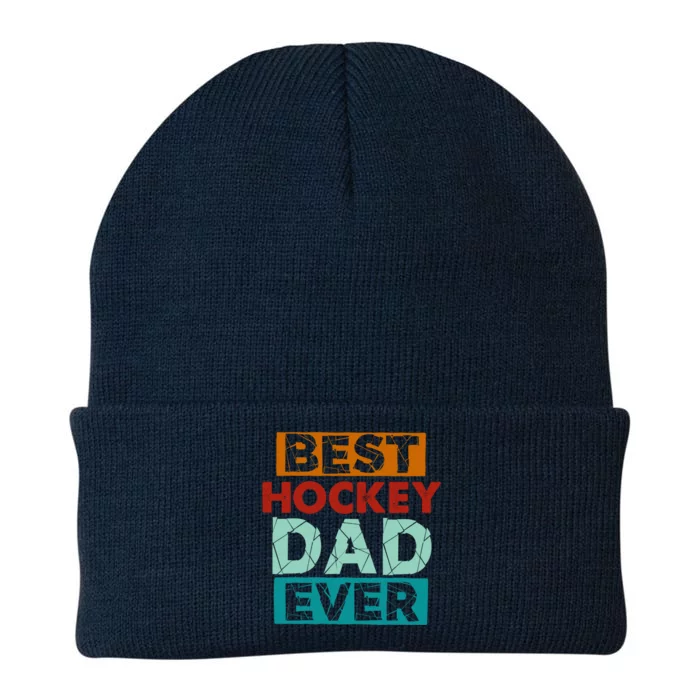 Best Hockey Dad Ever Funny Hockey Dad Gift Knit Cap Winter Beanie