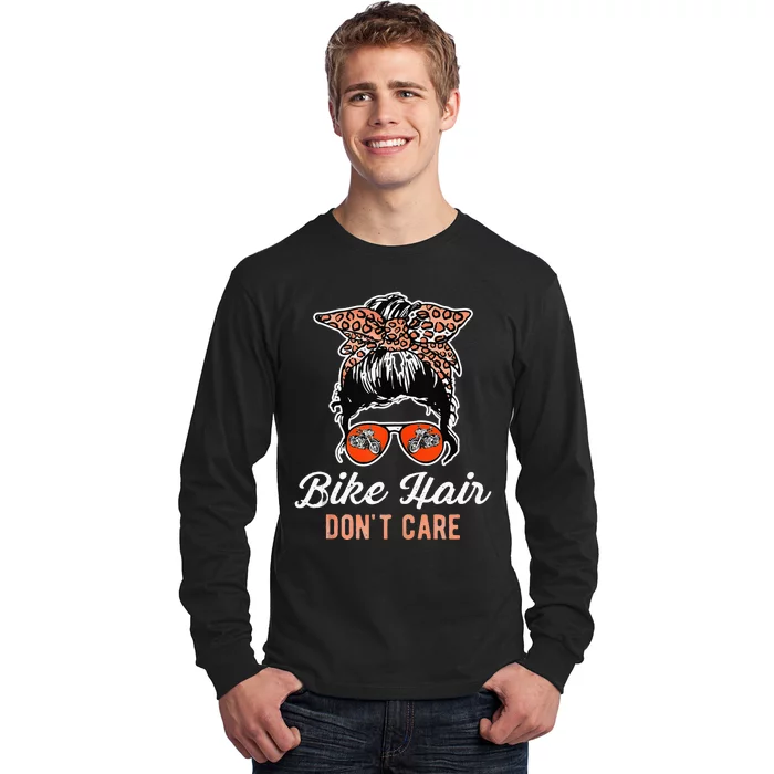 Bike Hair Dont Care Motorcycle Rider Biker Long Sleeve Shirt