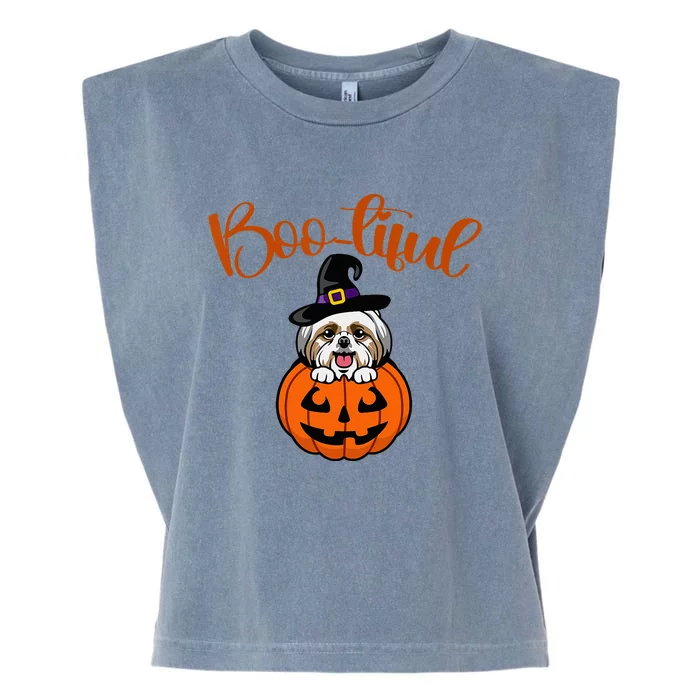 Bootiful Halloween Dog Dog And PumpkinHalloween Mood Garment-Dyed Women's Muscle Tee