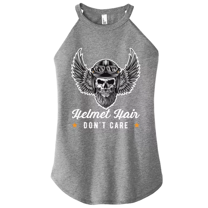 Bike Hair Do Not Care Motorcyclist Bikerin Gift Women’s Perfect Tri Rocker Tank