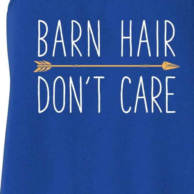 Barn Hair Don't Care Horse Funny Farm Horseback Riding Gift Women's Racerback Tank