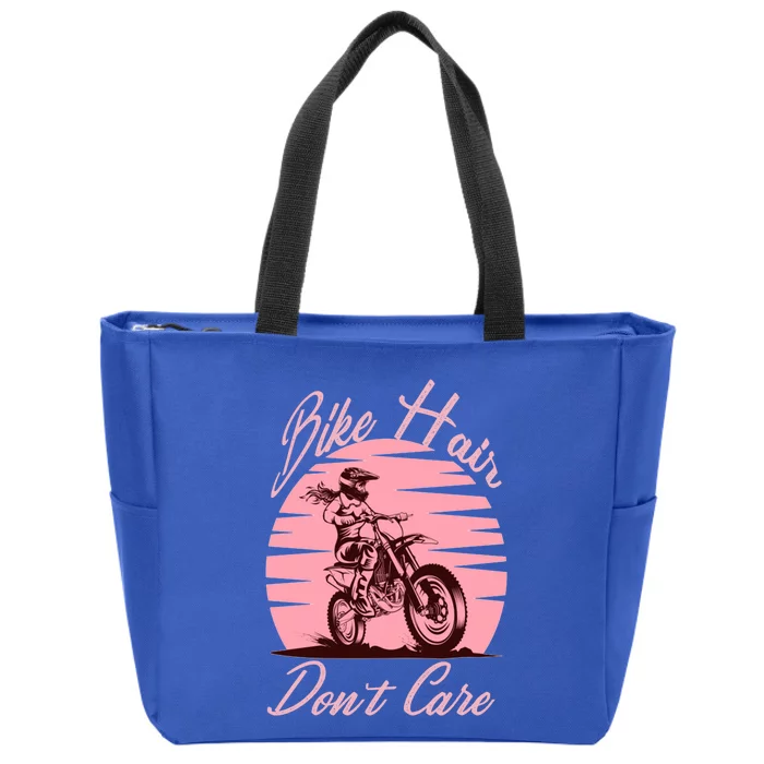 Bike Hair Don't Care Bike Lovers Motorcycle Gift Zip Tote Bag