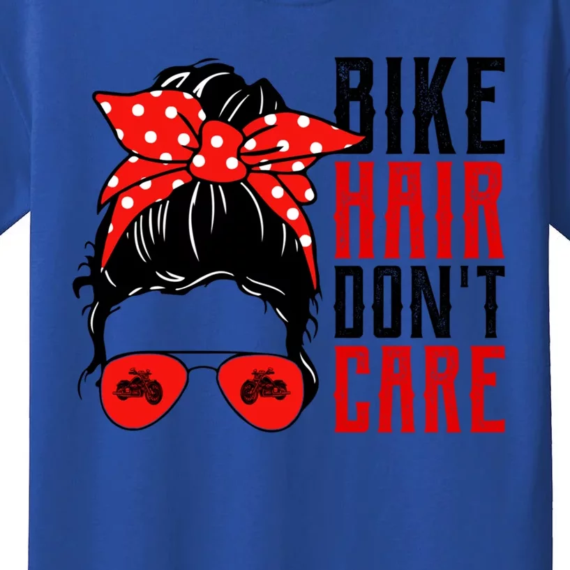 Bike Hair Don't Care Funny Biker Funny Gift Kids T-Shirt