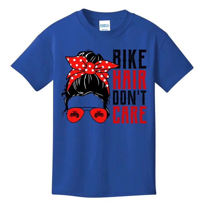 Bike Hair Don't Care Funny Biker Funny Gift Kids T-Shirt