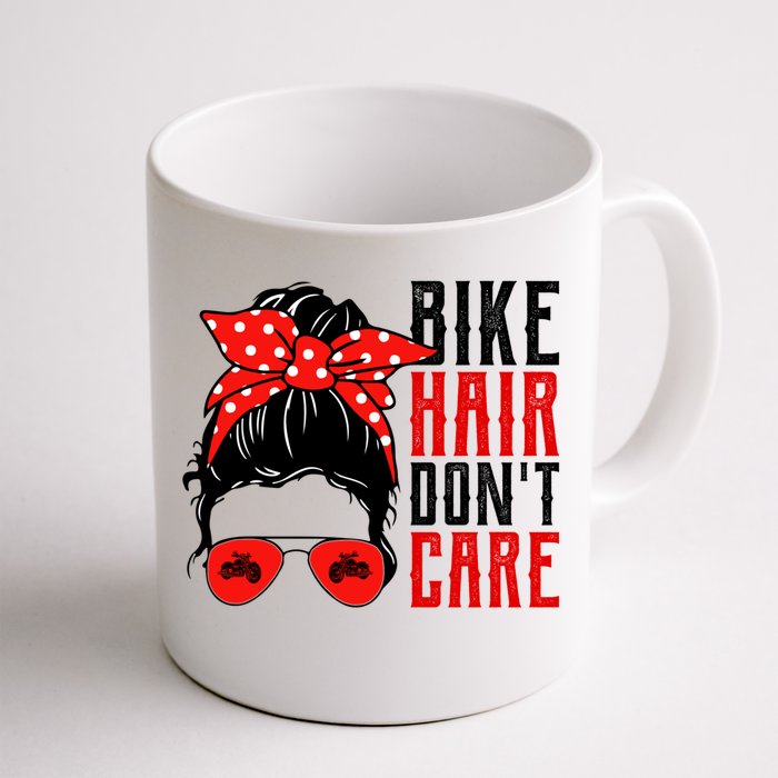 Bike Hair Don't Care Funny Biker Funny Gift Front & Back Coffee Mug