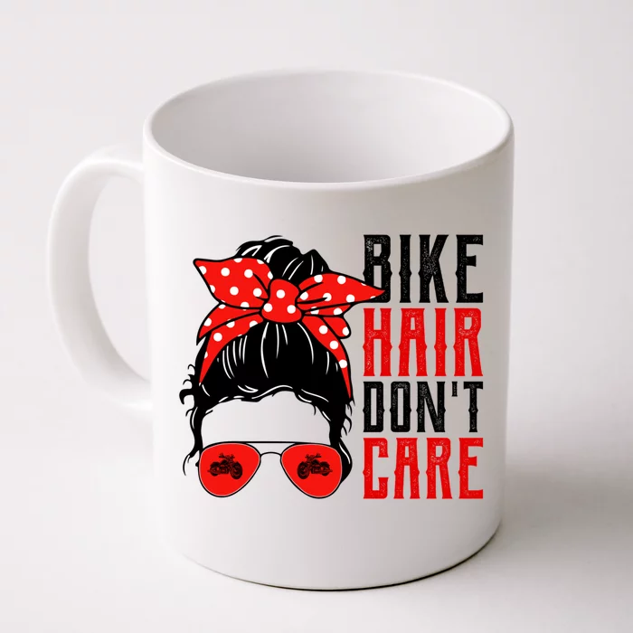 Bike Hair Don't Care Funny Biker Funny Gift Front & Back Coffee Mug