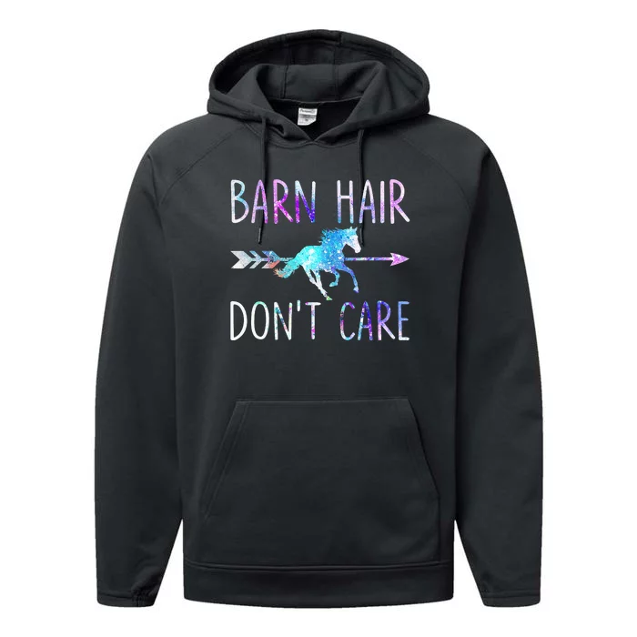 BARN HAIR DON'T CARE Love Horse Riding Equestrian Rider Performance Fleece Hoodie