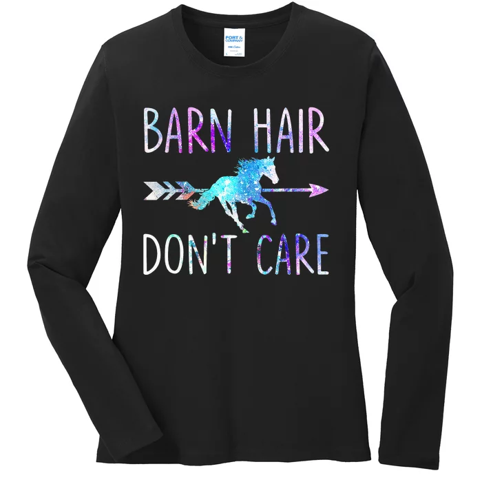 BARN HAIR DON'T CARE Love Horse Riding Ladies Long Sleeve Shirt