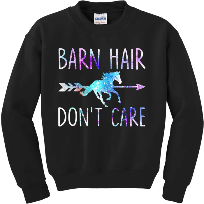 BARN HAIR DON'T CARE Love Horse Riding Kids Sweatshirt