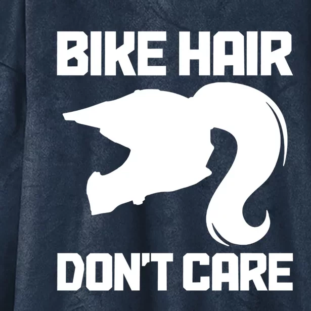 Bike Hair Don't Care Funny Motocross Mx Dirt Biker Gift Hooded Wearable Blanket