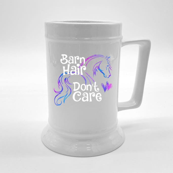 Barn Hair Don't Care Funny Horse Equestrian Riding Graphic Great Gift Front & Back Beer Stein