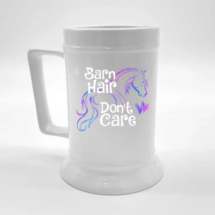 Barn Hair Don't Care Funny Horse Equestrian Riding Graphic Great Gift Front & Back Beer Stein