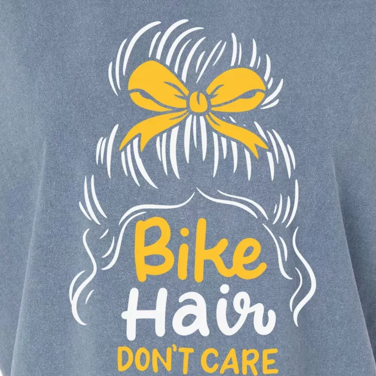 Bike Hair Don't Care Funny Motorcycle Biker Life Messy Plait Gift Garment-Dyed Women's Muscle Tee