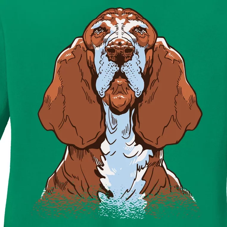 Basset Hound Dog Ladies Long Sleeve Shirt