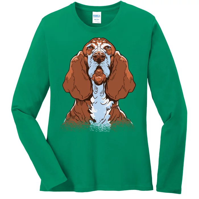 Basset Hound Dog Ladies Long Sleeve Shirt