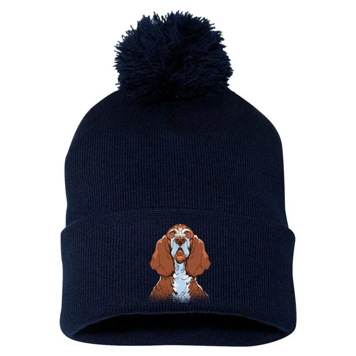 Basset Hound Dog Pom Pom 12in Knit Beanie