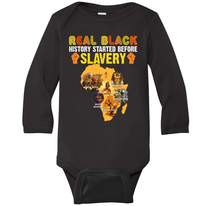 Black History Didn't Start With Slavery Black History Month Baby Long Sleeve Bodysuit