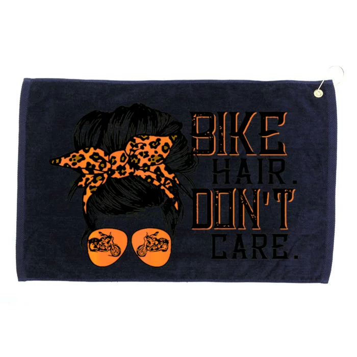 Bike Hair Don't Care Messy Bun Biker Messy Bun Mom Gift Grommeted Golf Towel