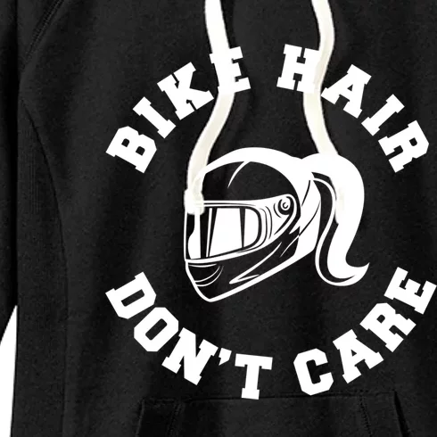 Bike Hair Don't Care Messy Bun Biker Mom Gift Women's Fleece Hoodie