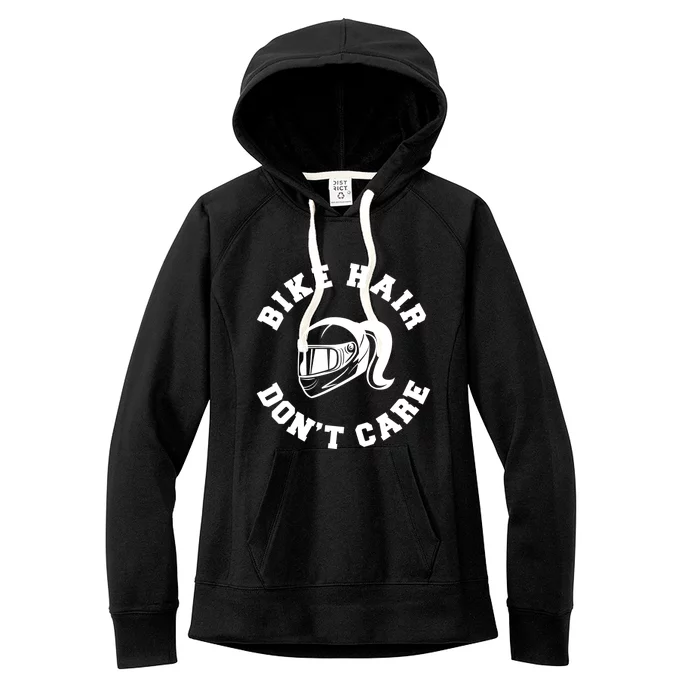 Bike Hair Don't Care Messy Bun Biker Mom Gift Women's Fleece Hoodie