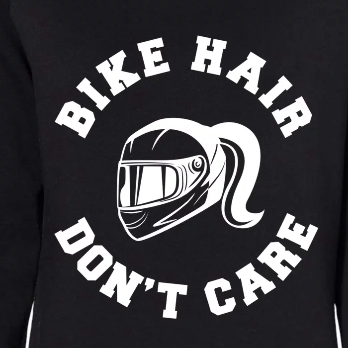 Bike Hair Don't Care Messy Bun Biker Mom Gift Womens California Wash Sweatshirt