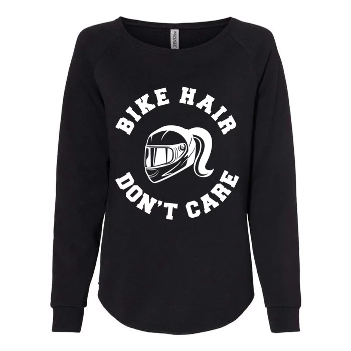 Bike Hair Don't Care Messy Bun Biker Mom Gift Womens California Wash Sweatshirt