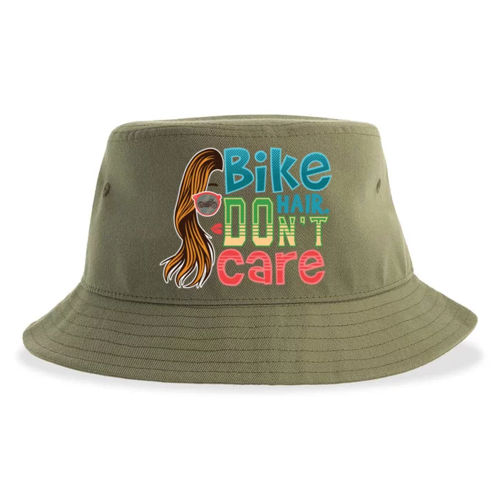 Bike Hair Don't Care Messy Bun Hairstyle Motorcycle Biker Meaningful Gift Sustainable Bucket Hat