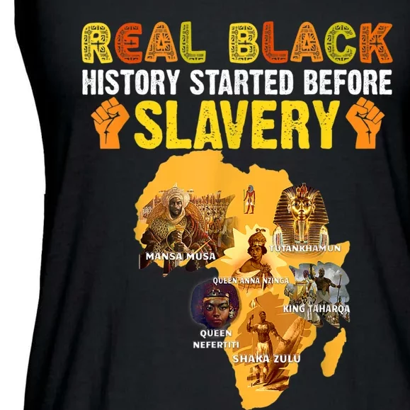 Black History Didn't Start With Slavery Black History Month Ladies Essential Flowy Tank