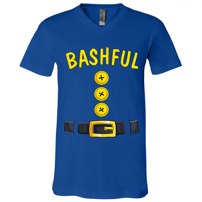 Bashful Halloween Dwarf Costume Color Matching Bashful Dwarf V-Neck T-Shirt