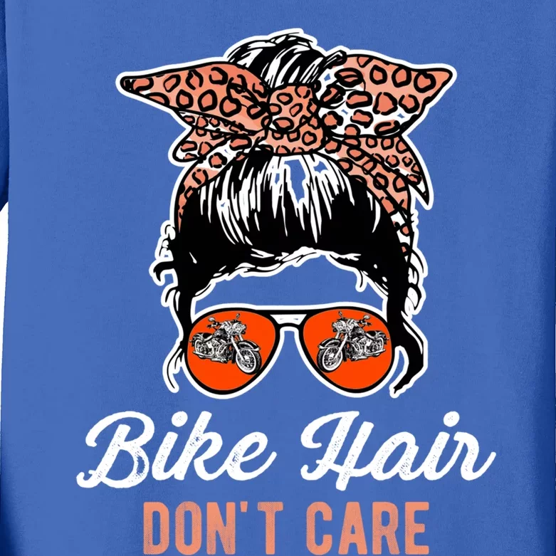 Bike Hair Don't Care Motorcycle Rider Biker Gift Kids Long Sleeve Shirt