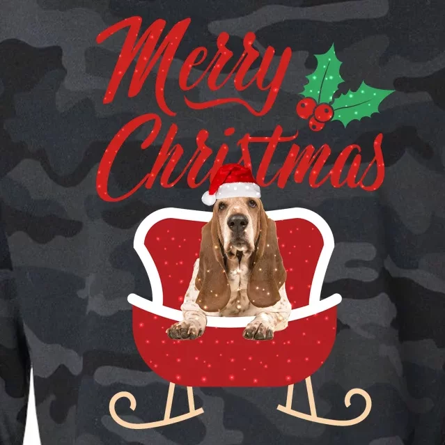 Basset Hound Dog Merry Christmas Design For The Holiday Season! Cropped Pullover Crew