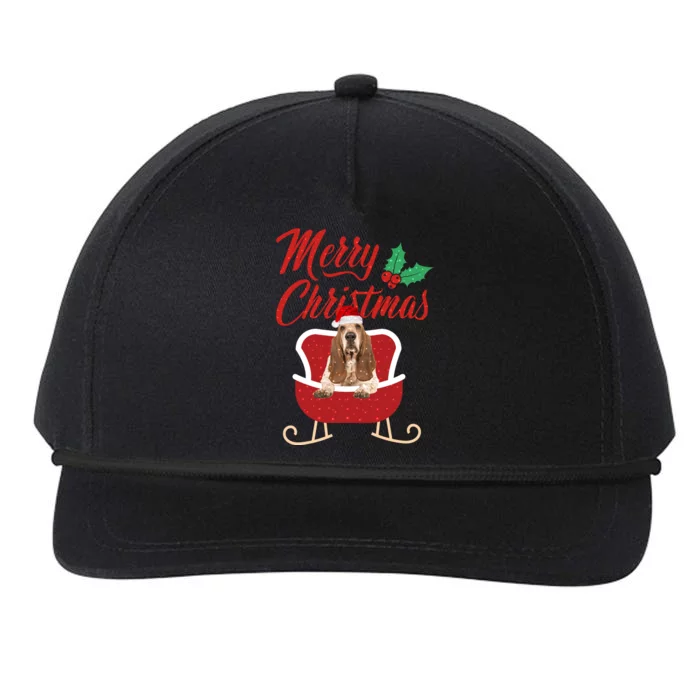 Basset Hound Dog Merry Christmas Design For The Holiday Season! Snapback Five-Panel Rope Hat