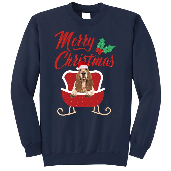 Basset Hound Dog Merry Christmas Design For The Holiday Season! Tall Sweatshirt