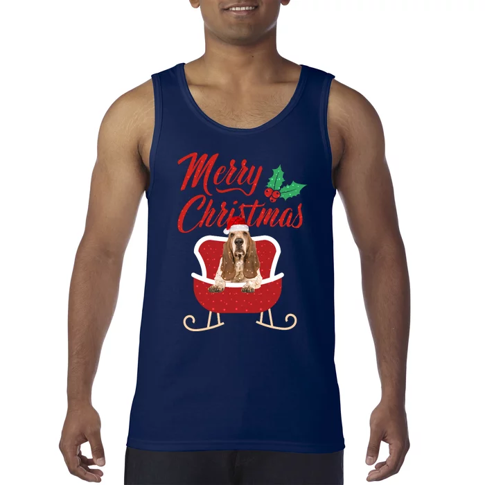 Basset Hound Dog Merry Christmas Design For The Holiday Season! Tank Top