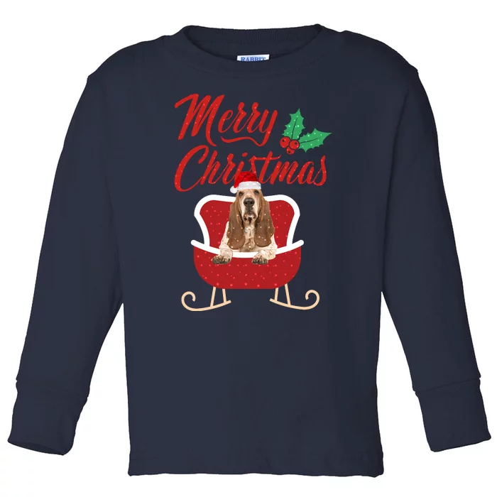 Basset Hound Dog Merry Christmas Design For The Holiday Season! Toddler Long Sleeve Shirt