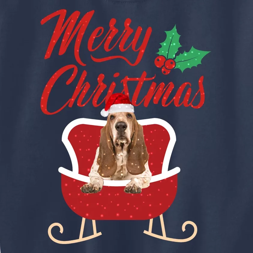 Basset Hound Dog Merry Christmas Design For The Holiday Season! Kids Sweatshirt