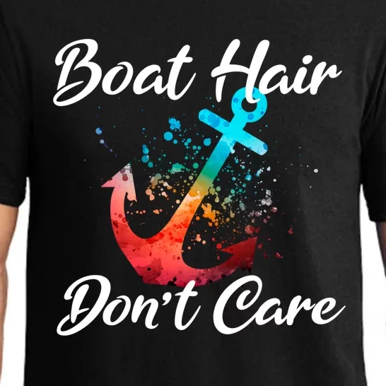 Boat Hair Don't Care Anchor Funny Beach Dive Lover Mom Gift Pajama Set