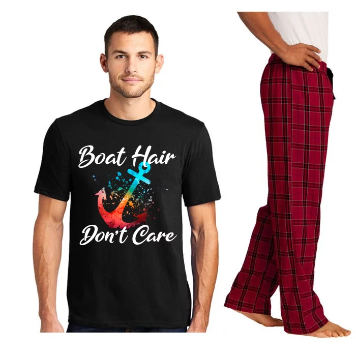 Boat Hair Don't Care Anchor Funny Beach Dive Lover Mom Gift Pajama Set