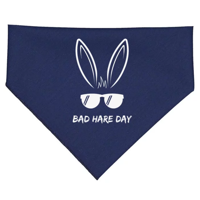 Bad Hare Day Funny Bunny Rabbit Design Glasses Cool Meme Pun USA-Made Doggie Bandana