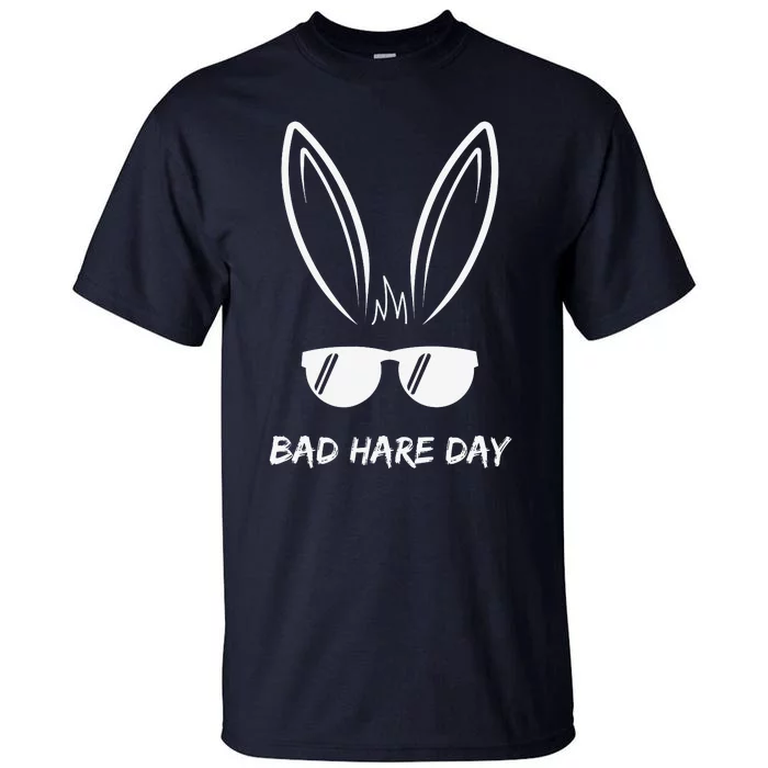 Bad Hare Day Funny Bunny Rabbit Design Glasses Cool Meme Pun Tall T-Shirt