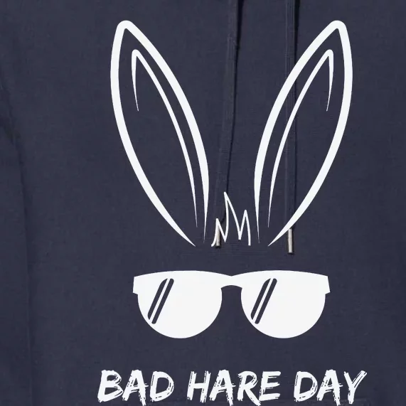 Bad Hare Day Funny Bunny Rabbit Design Glasses Cool Meme Pun Premium Hoodie