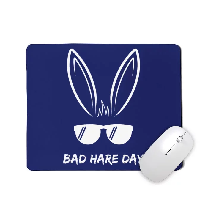 Bad Hare Day Funny Bunny Rabbit Design Glasses Cool Meme Pun Mousepad