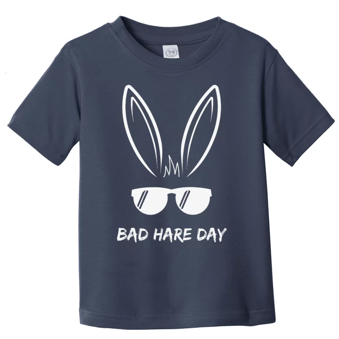 Bad Hare Day Funny Bunny Rabbit Design Glasses Cool Meme Pun Toddler T-Shirt