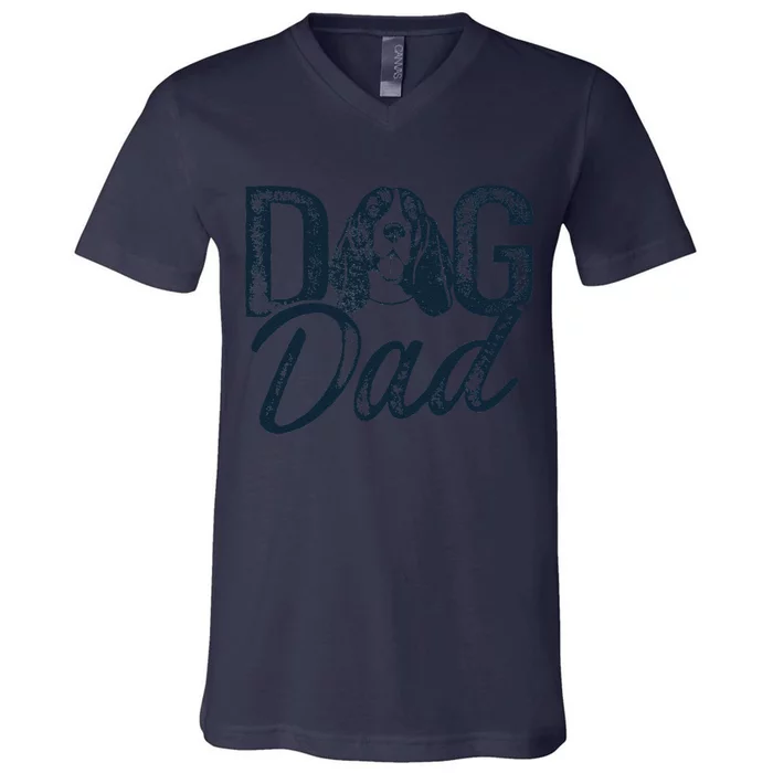 Basset Hound Dog Dad V-Neck T-Shirt