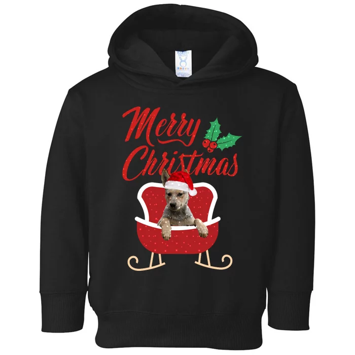 Blue Heeler Dog Merry Christmas Design For The Holiday Season! Toddler Hoodie