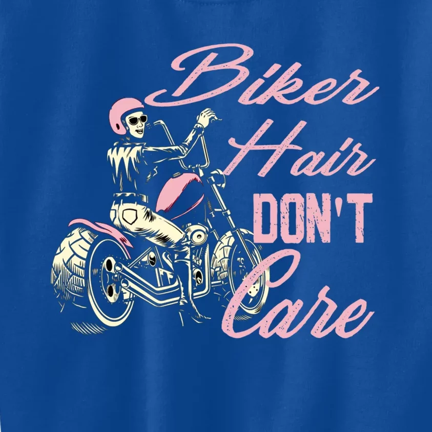 Biker Hair Don't Care Bike Lovers Motorcycle Cool Gift Kids Sweatshirt