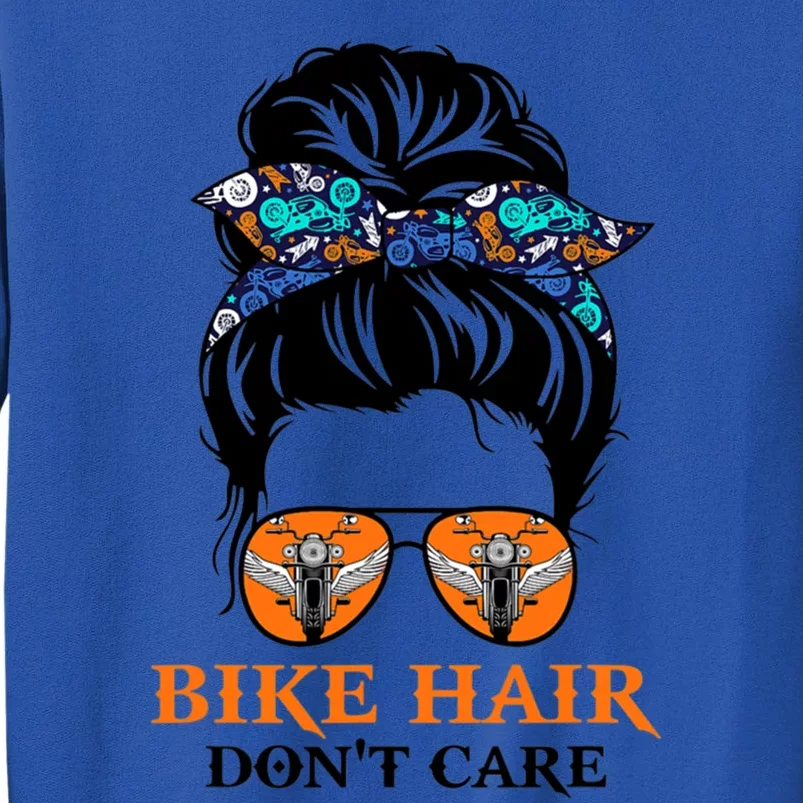 Biker Hair Don't Care For Bike Lovers Messy Bun Mother's Day Gift Sweatshirt