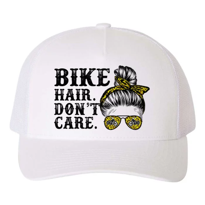 Biker Hair Don't Care For Bike Lovers Messy Bun Cool Gift Yupoong Adult 5-Panel Trucker Hat