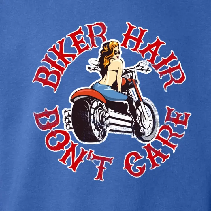 Biker Hair Don't Care Funny Ladies Motorcycle Gift Toddler Hoodie